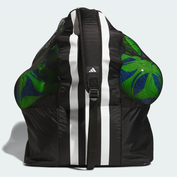 Adidas Mesh Drawstring Sports Stadium Ball Bag Holds 15 Balls With Zipper Pocket - Picture 8 of 16